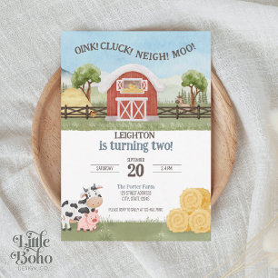 Invitación de cumpleaños para niños con Oink Cluck