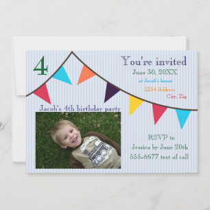 Invitación de cumpleaños para niños con pancarta d