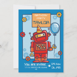 invitación de cumpleaños para niños con robot