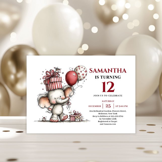 Invitación de cumpleaños para niños con tema de an (Happy whimsical animals theme kids birthday invitation

)