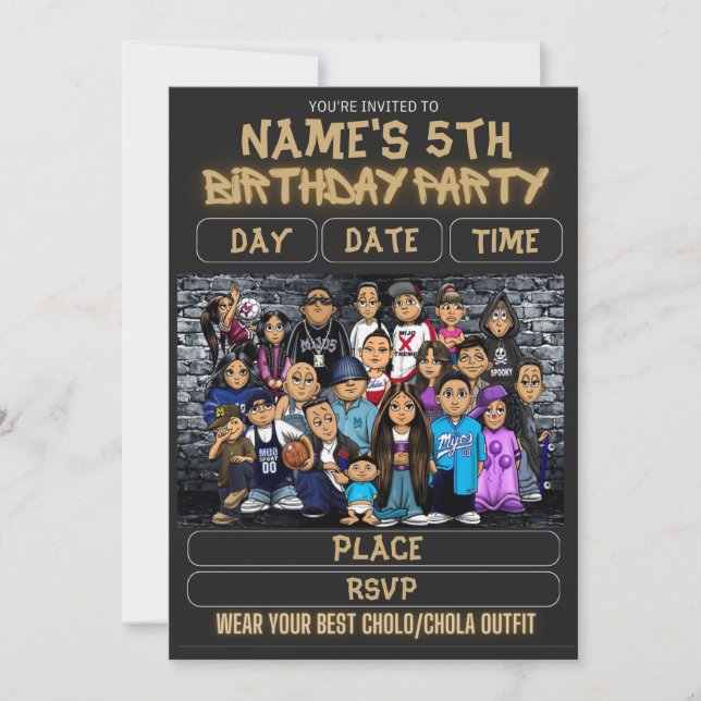 Invitación de cumpleaños para niños con tema de lo (Anverso)