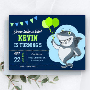 Invitación de cumpleaños para niños con tiburón li