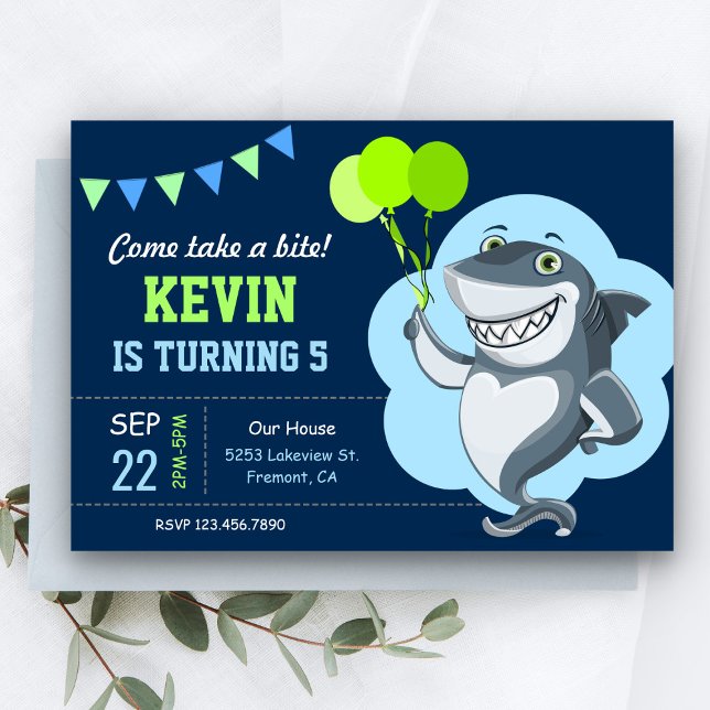 Invitación de cumpleaños para niños con tiburón li (Subido por el creador)