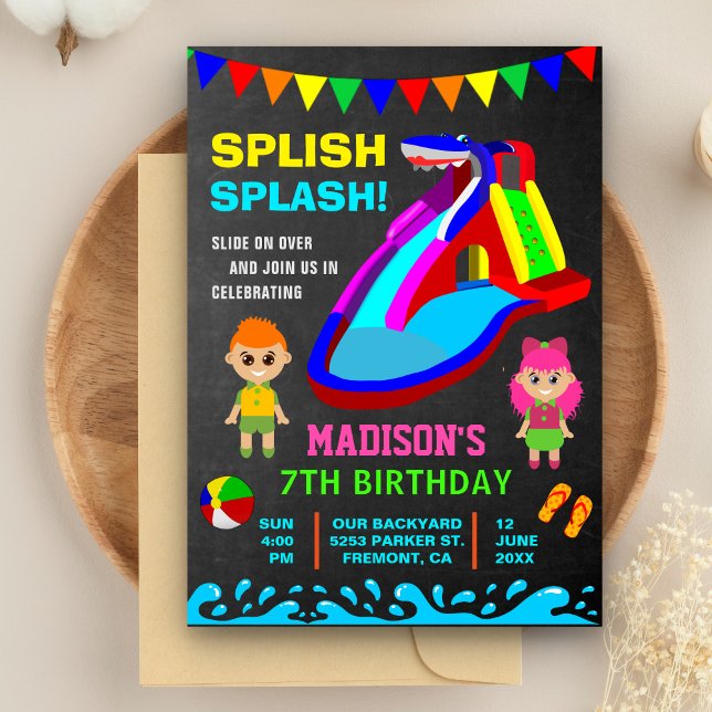 Invitación de Cumpleaños para Niños con Tobogán de (Subido por el creador)
