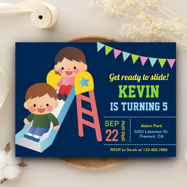 Invitación de cumpleaños para niños con tobogán di (Subido por el creador)