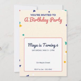Invitación de cumpleaños para niños Confetti Kids