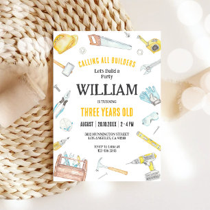 Invitación de cumpleaños para niños constructores