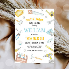 Invitación de cumpleaños para niños constructores