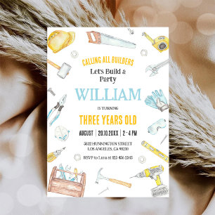Invitación de cumpleaños para niños constructores