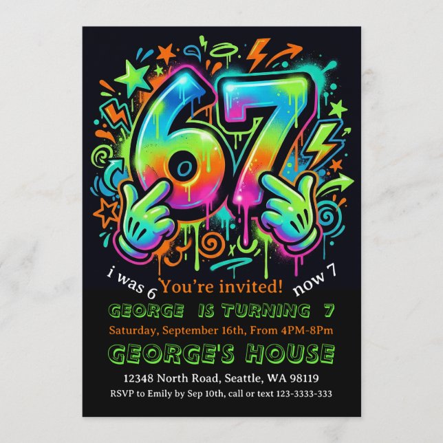 Invitación de cumpleaños para niños de 6-7 años (Anverso)
