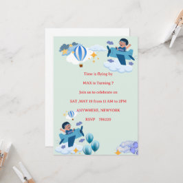 Invitación de Cumpleaños para Niños de Avión Adora