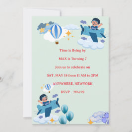 Invitación de Cumpleaños para Niños de Avión Adora