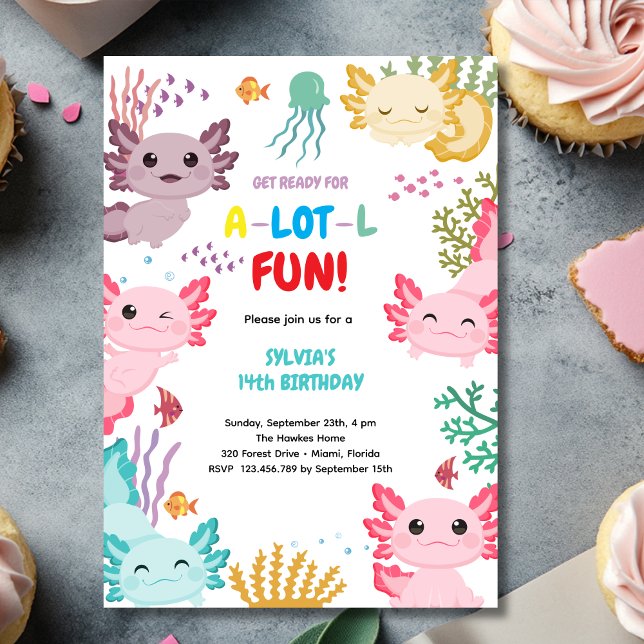 Invitación de cumpleaños para niños de Axolotl (Subido por el creador)