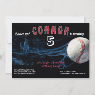 Invitación de cumpleaños para niños de béisbol