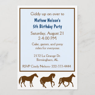 Invitación de cumpleaños para niños de caballos