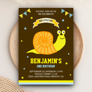 Invitación de cumpleaños para niños de caracol ama