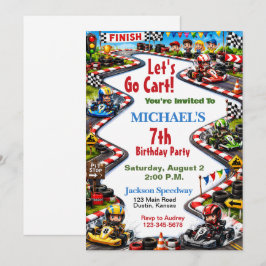 Invitación de cumpleaños para niños de carreras de