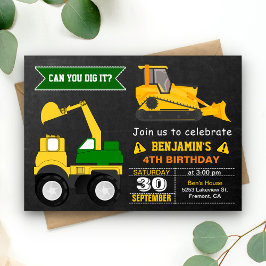 Invitación de Cumpleaños para Niños de Construcció