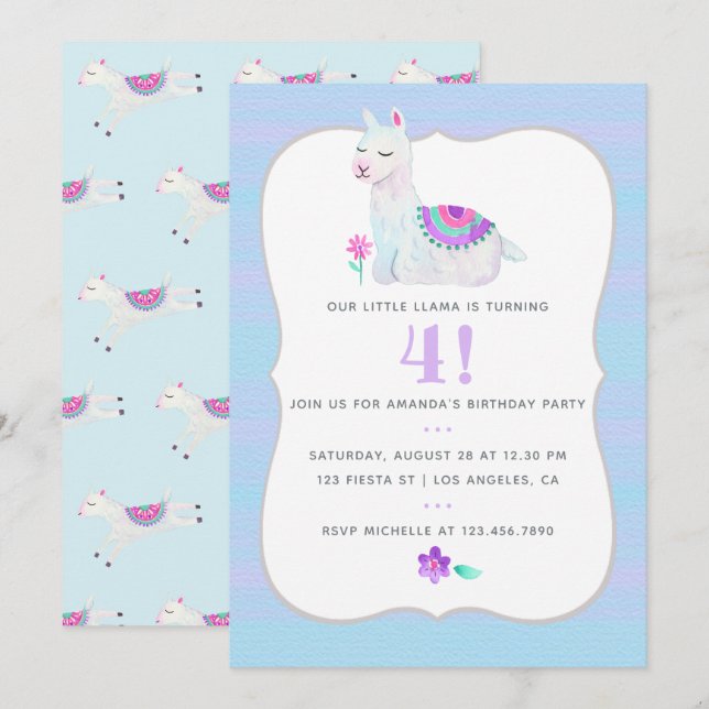 Invitación de cumpleaños para niños de cualquier e (Anverso / Reverso)