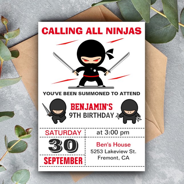 Invitación de cumpleaños para niños de Cute Ninja  (Subido por el creador)