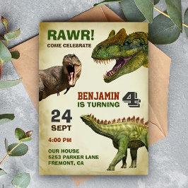 Invitación de Cumpleaños para Niños de Dinosaurio 
