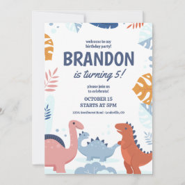 Invitación de cumpleaños para niños de dinosaurios