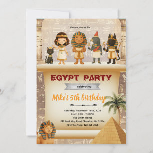 Invitación de cumpleaños para niños de Egipto