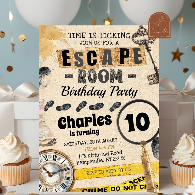Invitación de cumpleaños para niños de Escape Room (Subido por el creador)