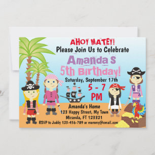 Invitación de cumpleaños para niños de Little Pira