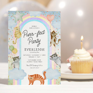 Invitación de cumpleaños para niños de Rainbow Cat