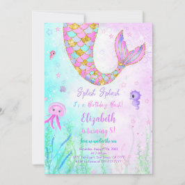 Invitación de cumpleaños para niños de sirena