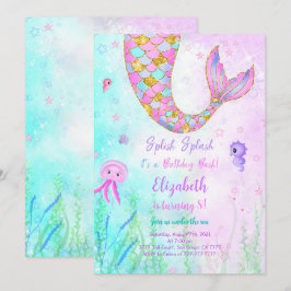 Invitación de cumpleaños para niños de sirena