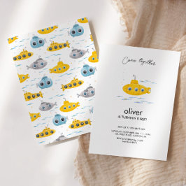Invitación de cumpleaños para niños de submarinos 