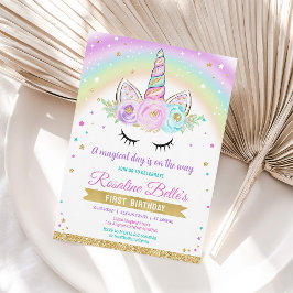 Invitación de cumpleaños para niños de Unicornio d