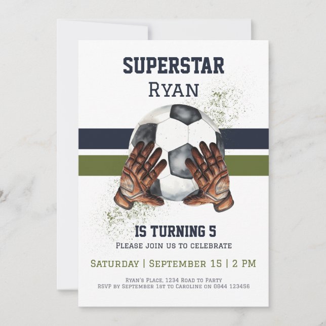 Invitación de cumpleaños para niños deportes (Anverso)