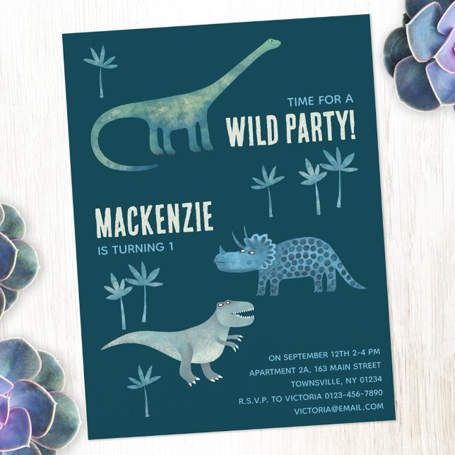 Invitación de cumpleaños para niños Dinosaur Boys (Subido por el creador)
