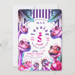 Invitación de cumpleaños para niños Dinosaurio acu