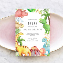 Invitación de cumpleaños para niños dinosaurios
