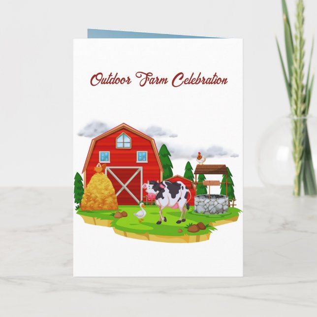 Invitación de cumpleaños para niños Down on the Fa (Reverso)