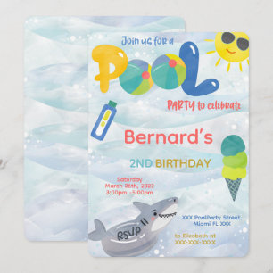 Invitación de cumpleaños para niños en la piscina