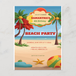 Invitación de cumpleaños para niños en la playa de