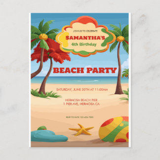 Invitación de cumpleaños para niños en la playa tr