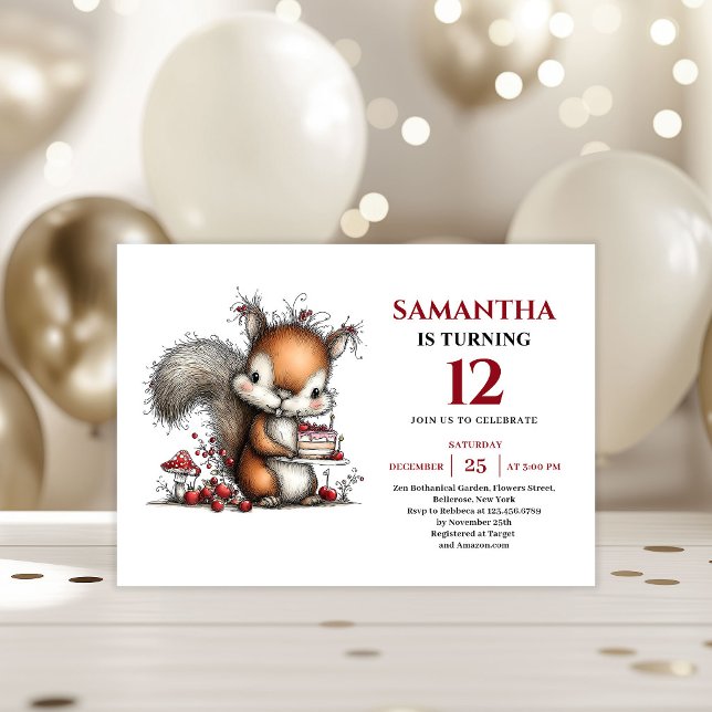 Invitación de cumpleaños para niños fiesta de anim (Fresh whimsical animals party kids birthday invitation

)