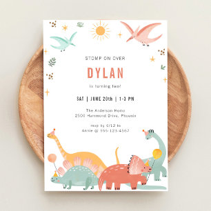 Invitación de cumpleaños para niños, fiesta de din