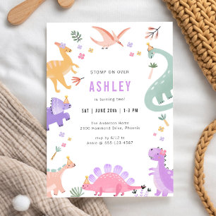 Invitación de cumpleaños para niños, fiesta de din