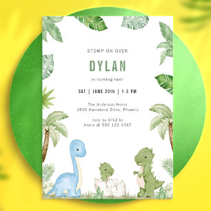 Invitación de cumpleaños para niños, fiesta de din