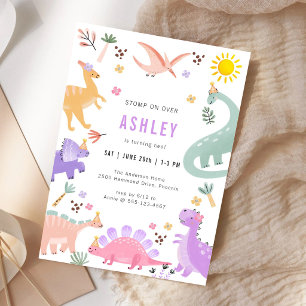 Invitación de cumpleaños para niños, fiesta de din