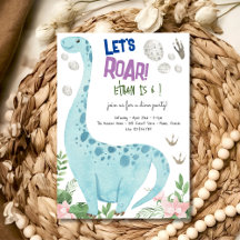 Invitación de cumpleaños para niños fiesta de Dino