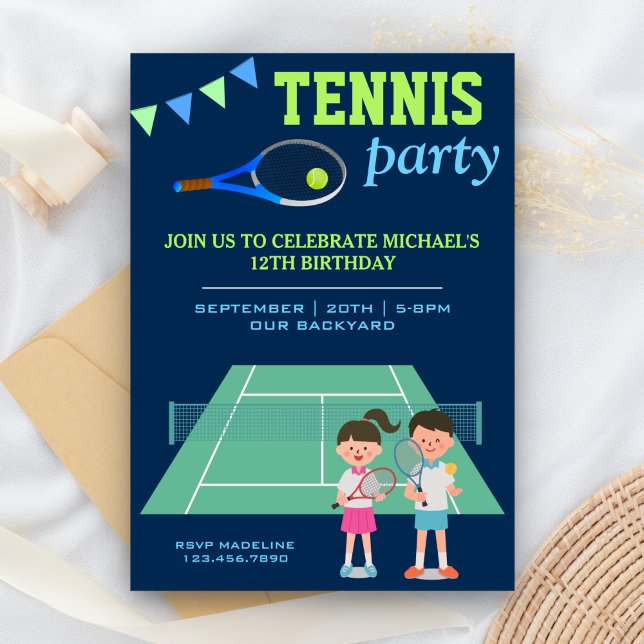 Invitación de cumpleaños para niños fiesta de teni (Subido por el creador)