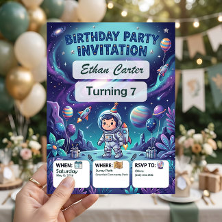 Invitación de cumpleaños para niños Galaxy Kids